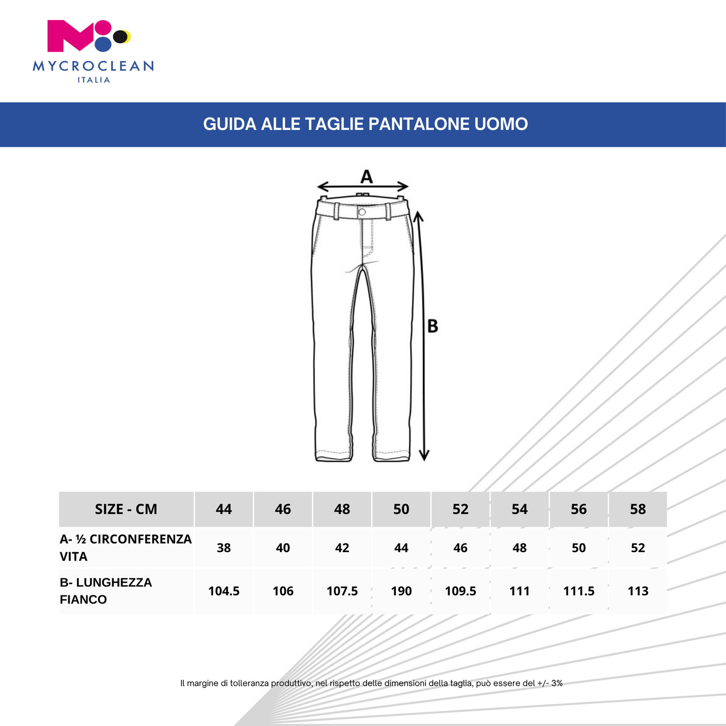 Pantalone Blu da lavoro Uomo - 100%Cotone
