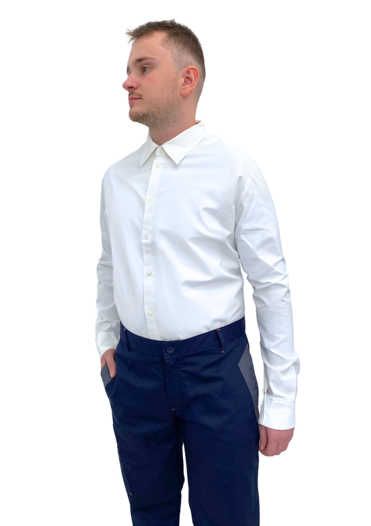 Men's White Work Shirt in 100% Cotton