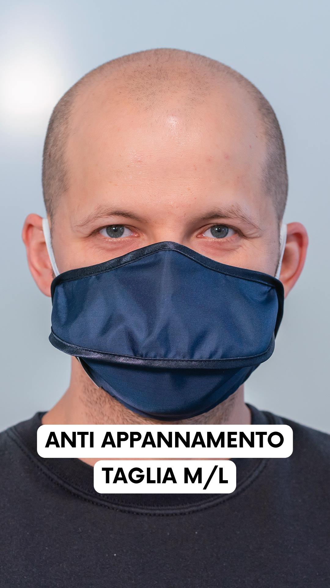 Eco-sustainable mask, 500 washes, with ergonomic shape and anti-fog glasses, CE CERTIFIED FOR MEDICAL USE - SIZE M/L