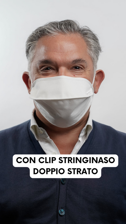 Mascherina doppio strato Ecosostenibile, 100 Lavaggi, impermeabile, ad uso professionale con clip stringinaso, CERTIFICATA CE AD USO MEDICALE